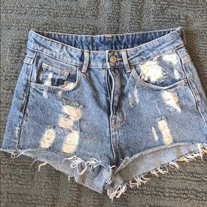 Denim Shorts - distressed high waist